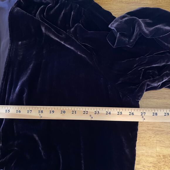 Velvet Open Front Blazer Cardigan Coverup Jacket Size Large Purple Brown Velour - Picture 6 of 7